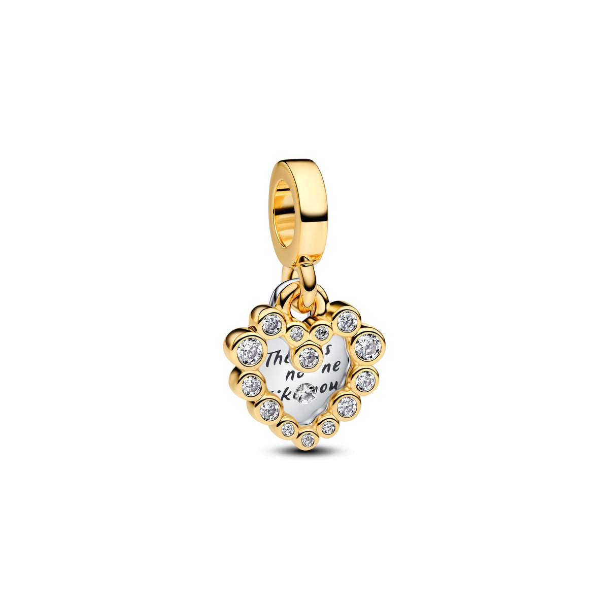Dangle Charm – 14k Gold-Plated – Sparkling Heart Double