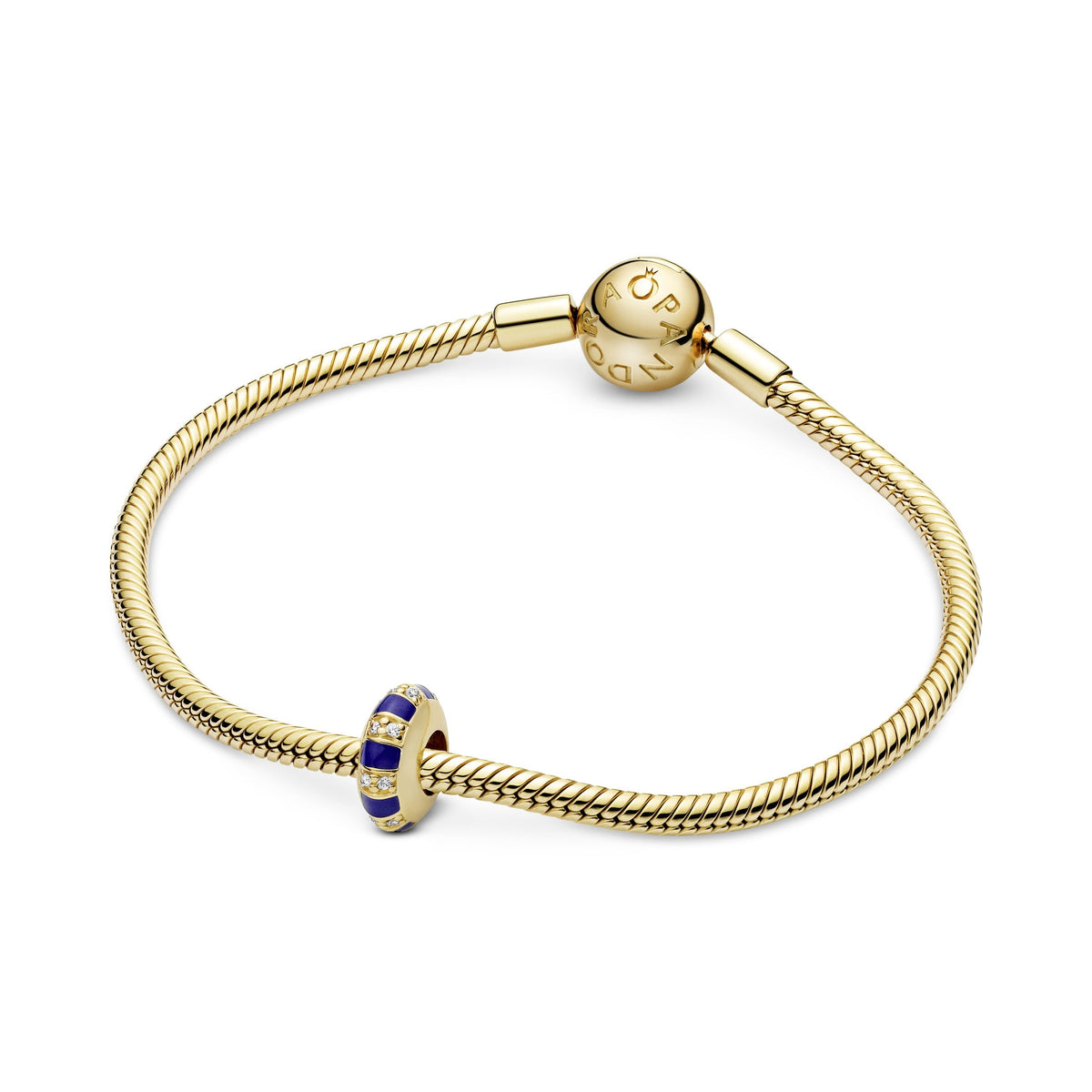 Charm – 14k Gold-Plated – Blue Stripes Spacer