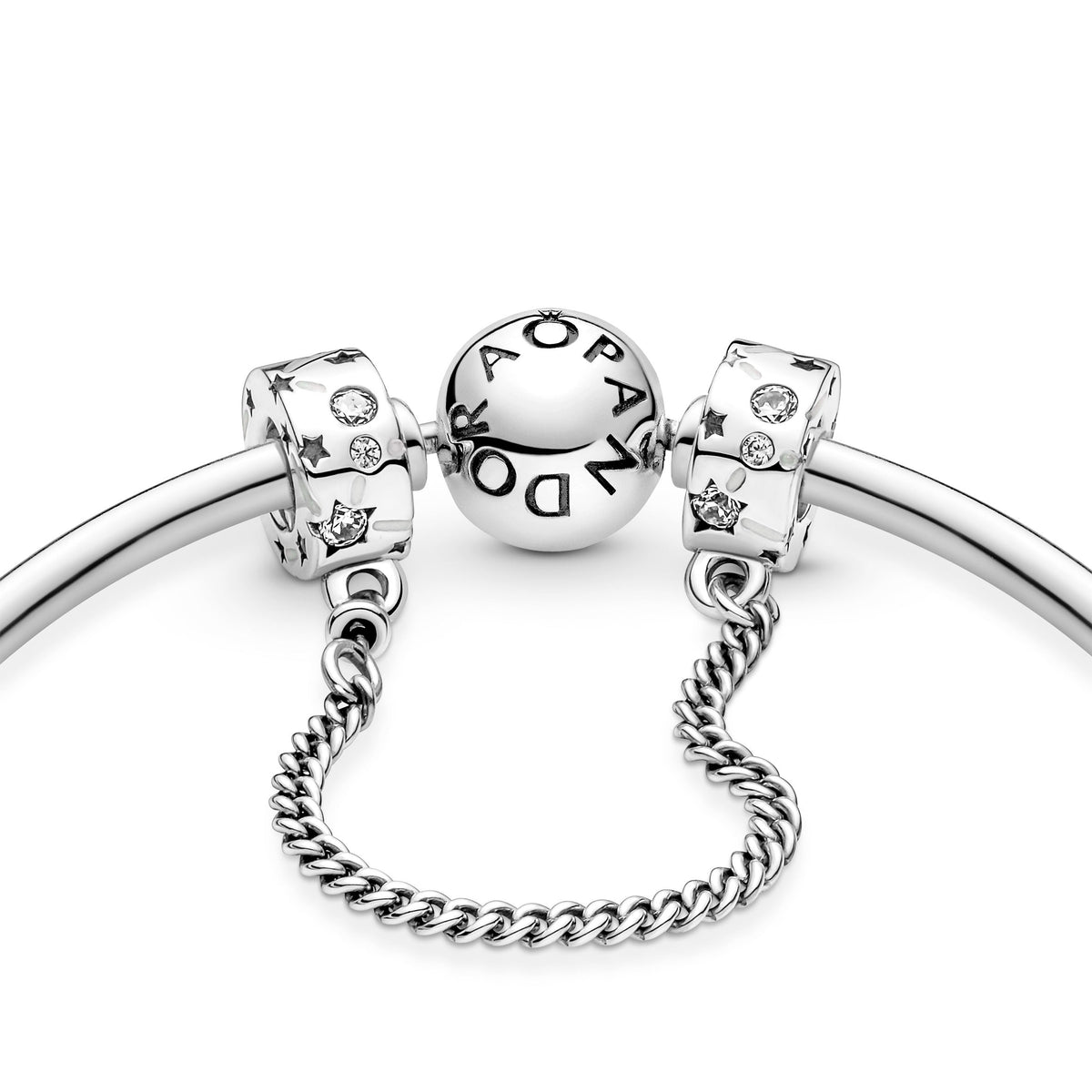 Charm – Sterling Silver – Stars & Galaxy Safety Chain