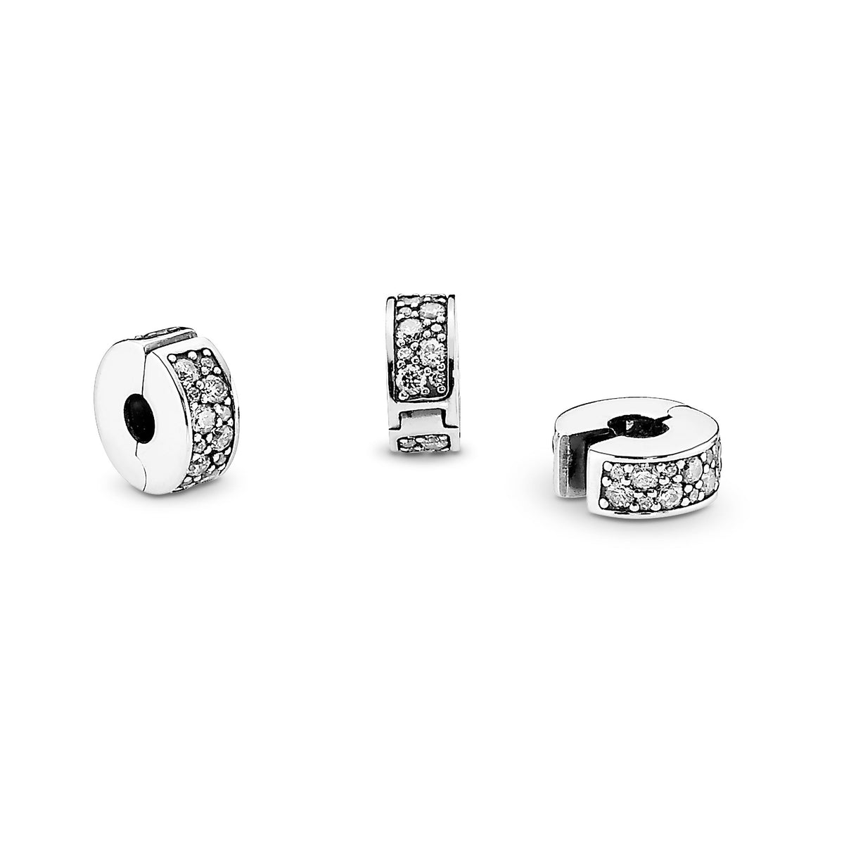 Clip Charm – Sterling Silver – Clear Pavé