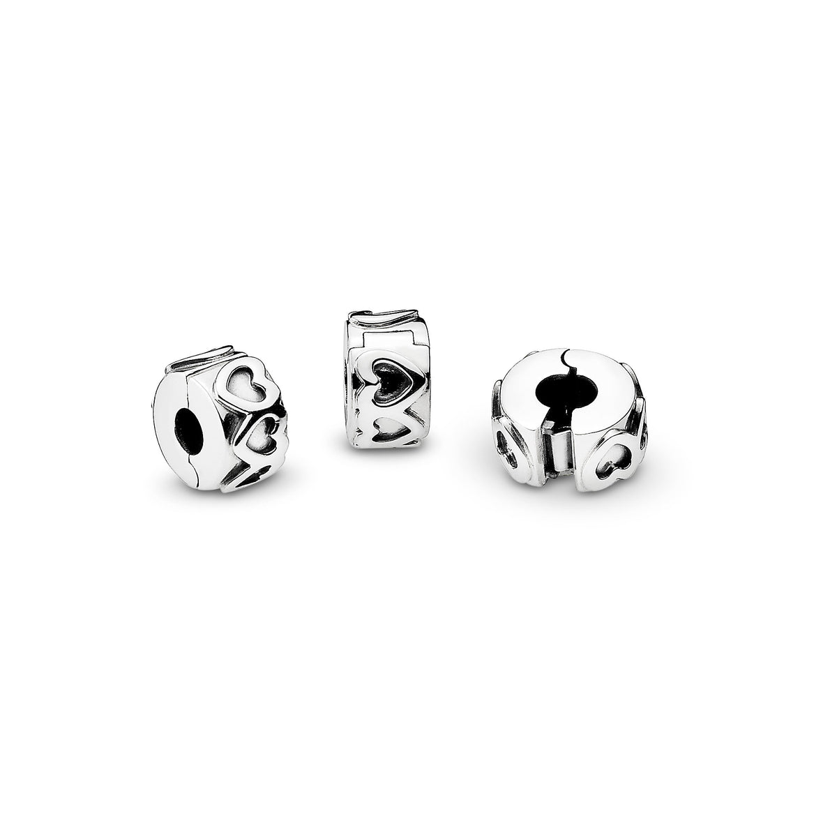 Clip Charm – Sterling Silver – Band of Hearts
