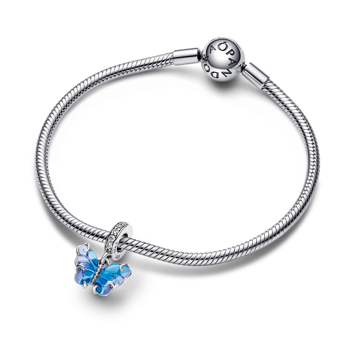 Dangle Charm – Sterling Silver – Blue Murano Glass Butterfly