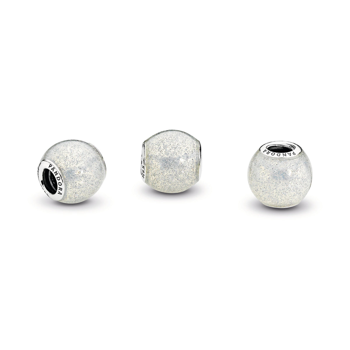 Charm – Sterling Silver – Silvery Glitter