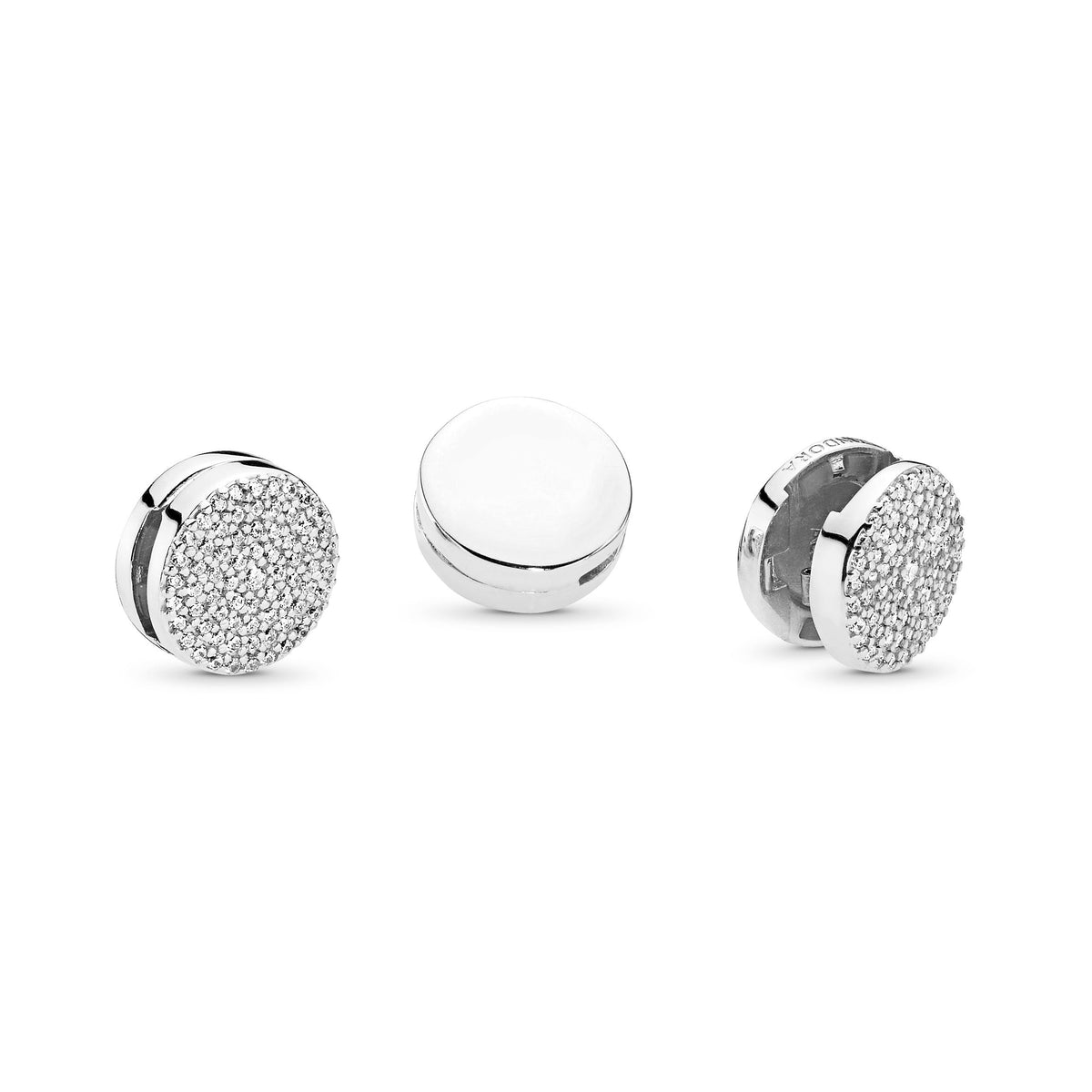 Clip Charm – Sterling Silver – Round Pavé