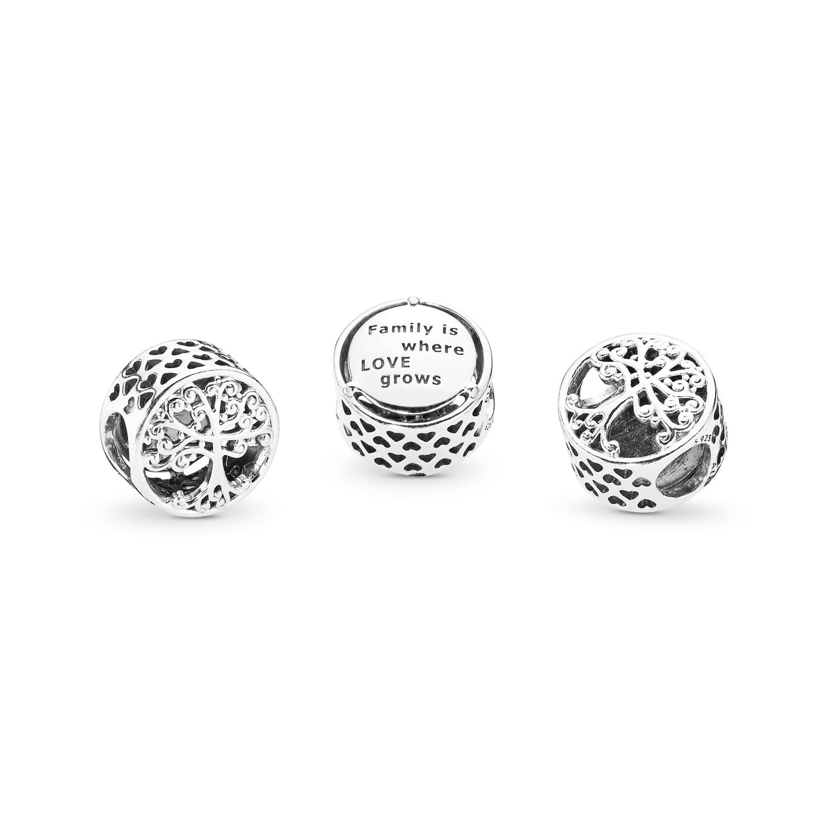 Charm – Sterling Silver – Openwork Family Roots