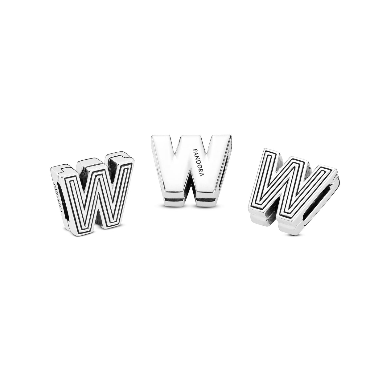 Clip Charm – Sterling Silver – Letter W