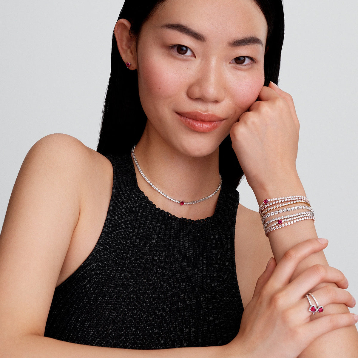 Necklace – Sterling Silver – Halo Heart Choker