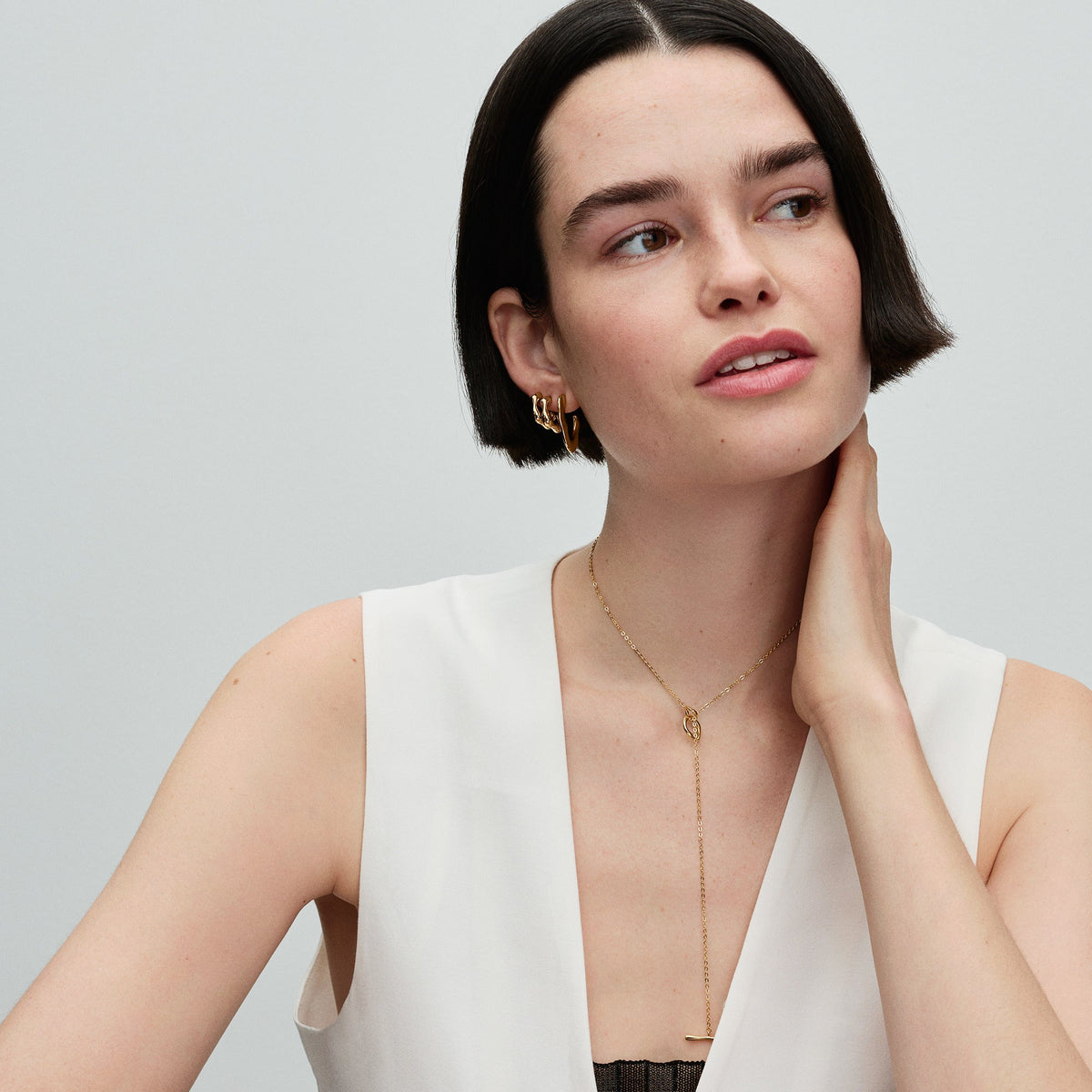Hoop Earrings – 14k Gold-Plated – Organically V-shaped Open