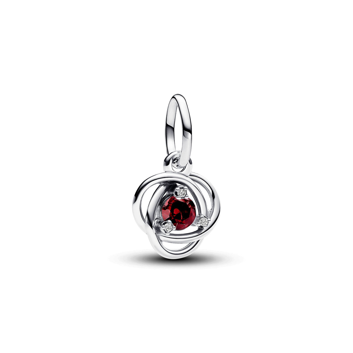 Dangle Charm – Sterling Silver – Red Eternity Circle