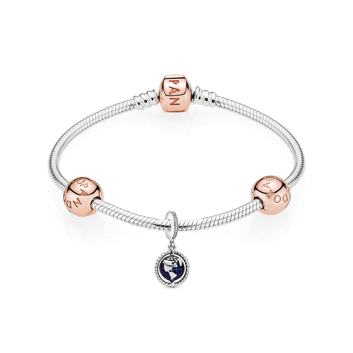Bracelet – 14k Rose Gold-Plated – Travel the World and Charms Set