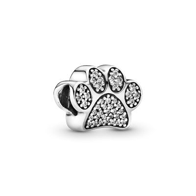 Charm – Sterling Silver – Paw silver with cubic zirconia