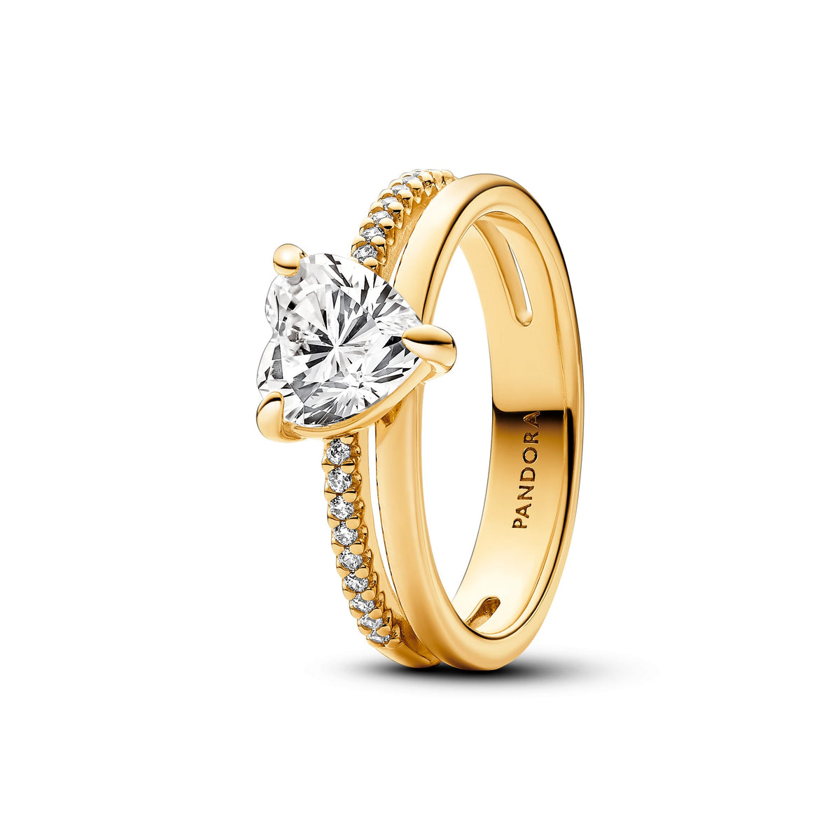 Ring – 14k Gold-Plated – Double Band Heart