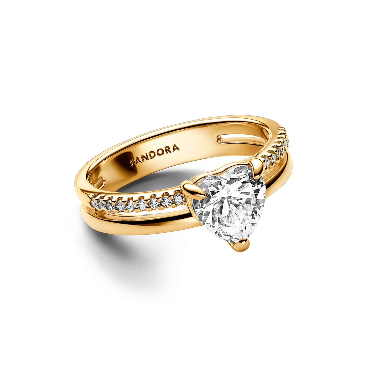Ring – 14k Gold-Plated – Double Band Heart