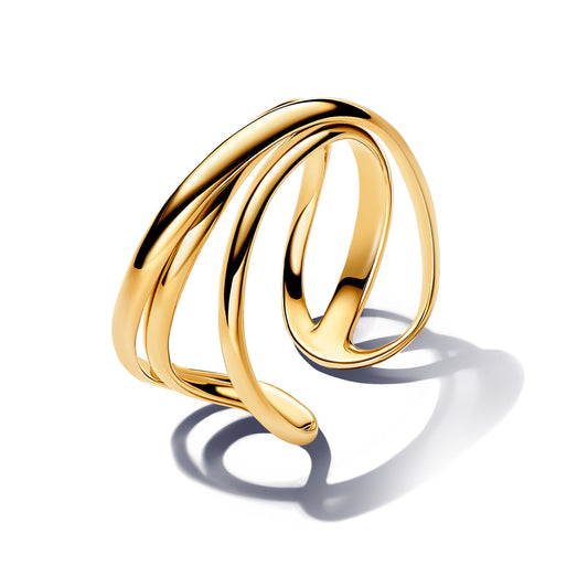 Ring – 14k Gold-Plated – Organically Shaped Triple Band Open