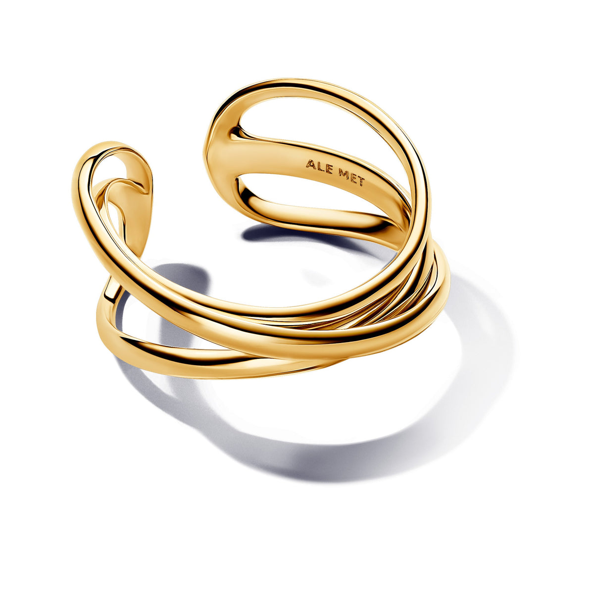 Ring – 14k Gold-Plated – Organically Shaped Triple Band Open