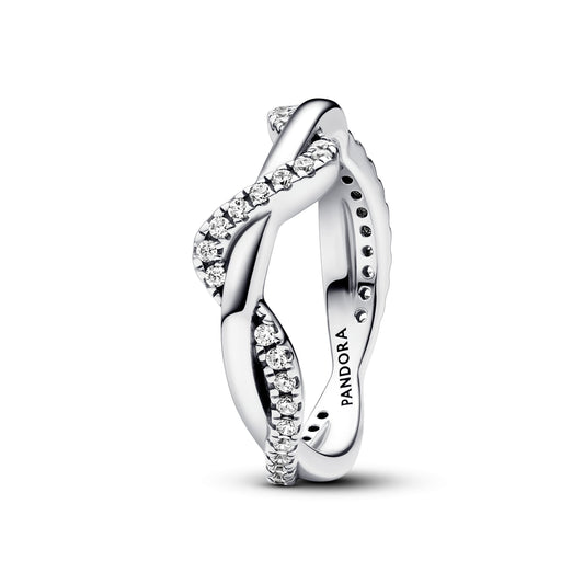 Ring – Sterling Silver – Sparkling Intertwined Wave