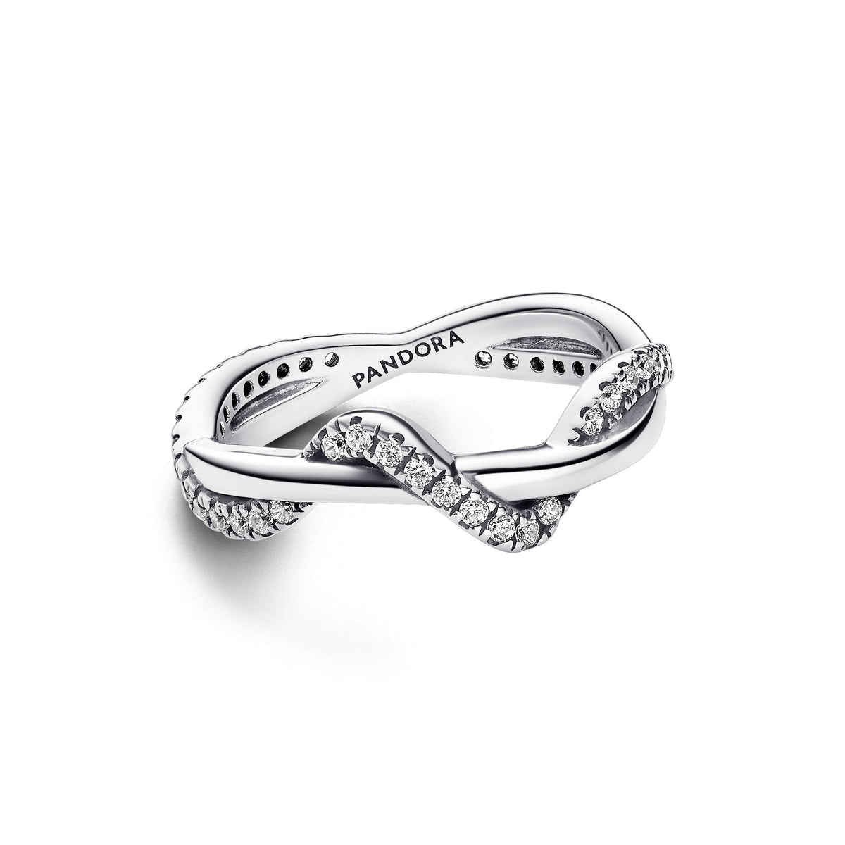 Ring – Sterling Silver – Sparkling Intertwined Wave