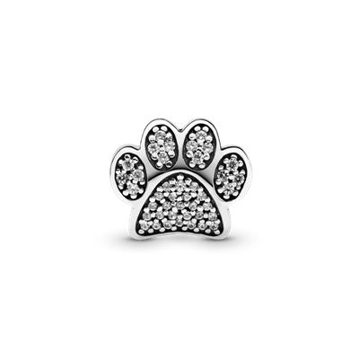 Charm – Sterling Silver – Paw silver with cubic zirconia