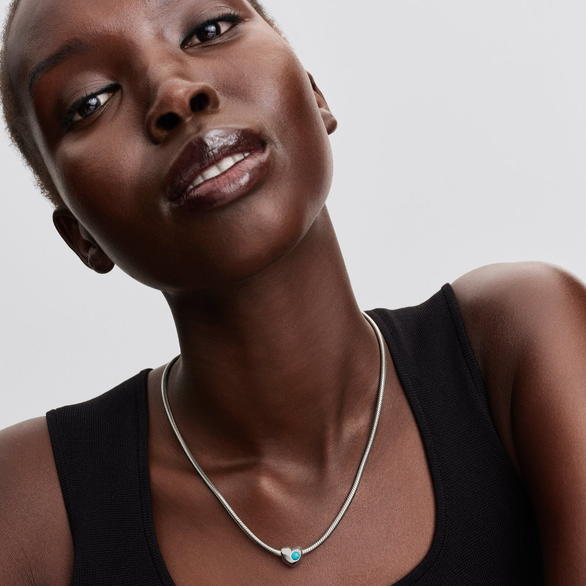 Charm – Sterling Silver – Engravable Turquoise Blue Stone Heart