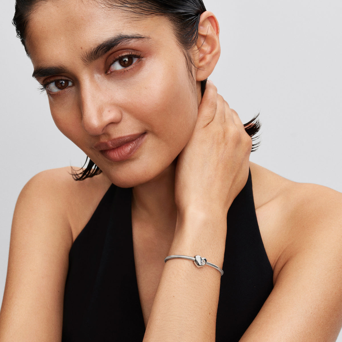 Charm – Sterling Silver – Engravable Clear Stone Heart