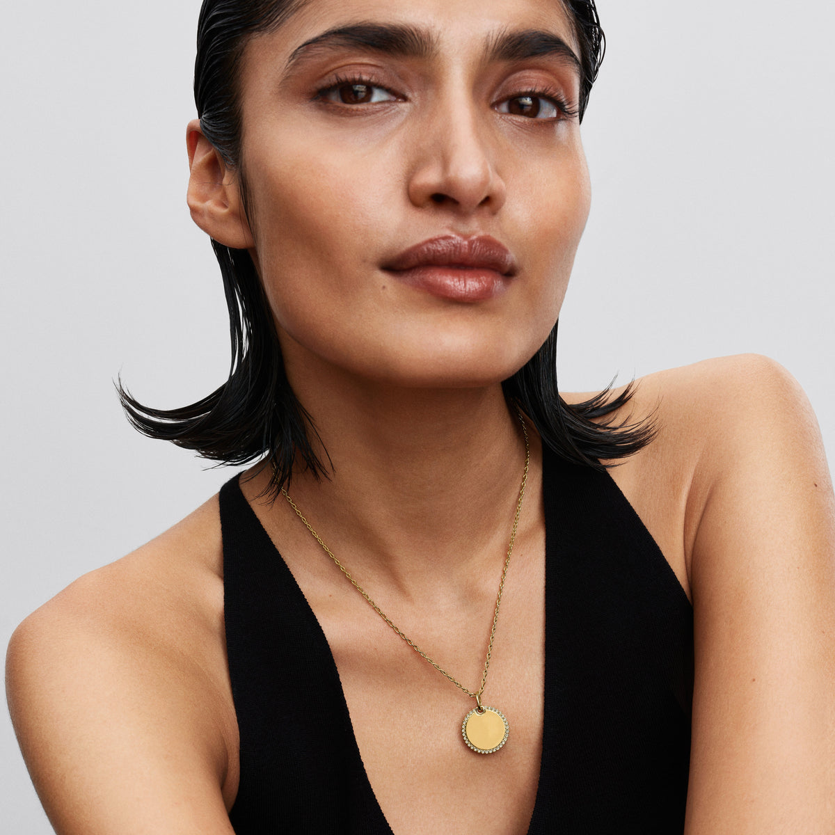 Pendant – 14k Gold-Plated – Engravable Round Tag