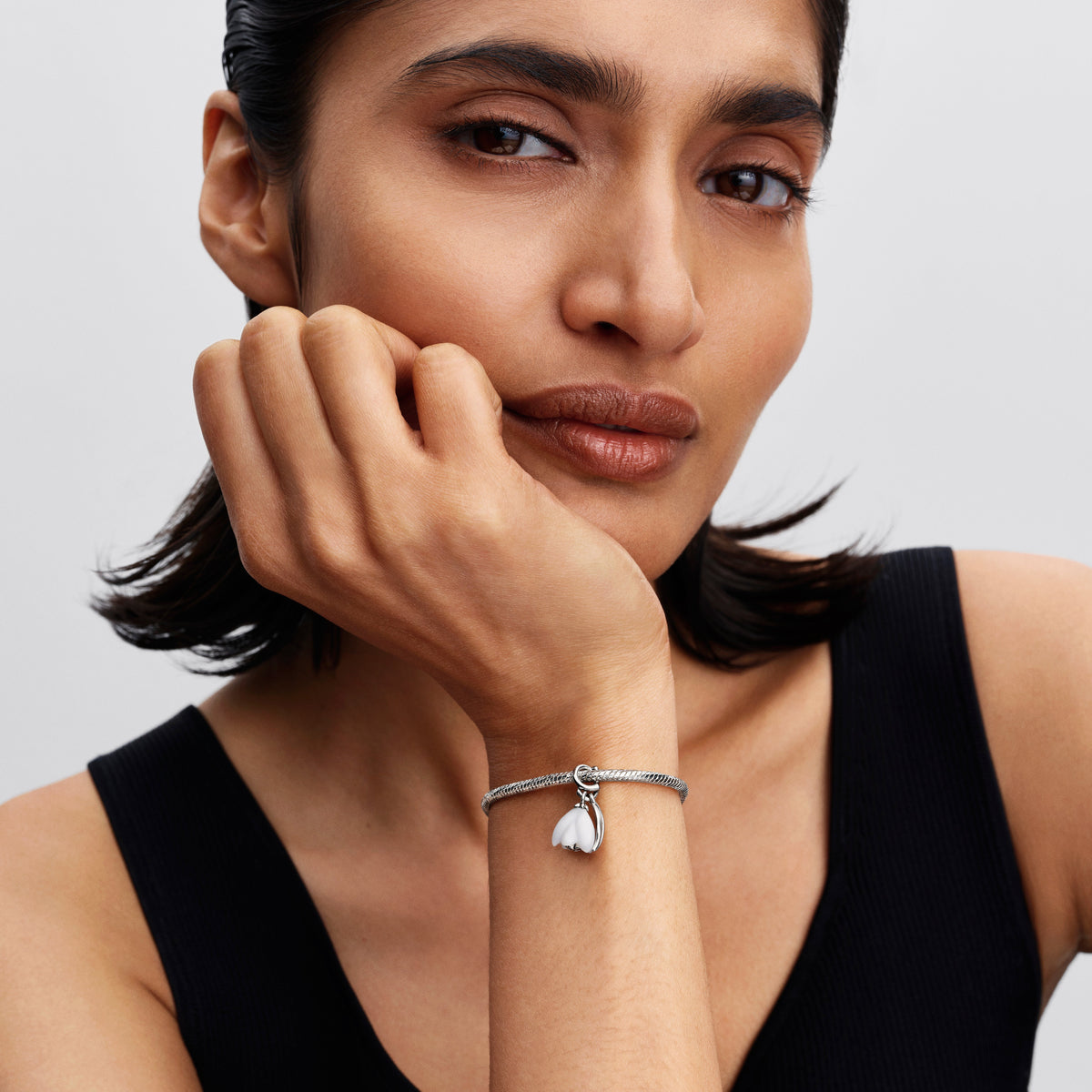 Dangle Charm – Sterling Silver – Snowdrop Flower