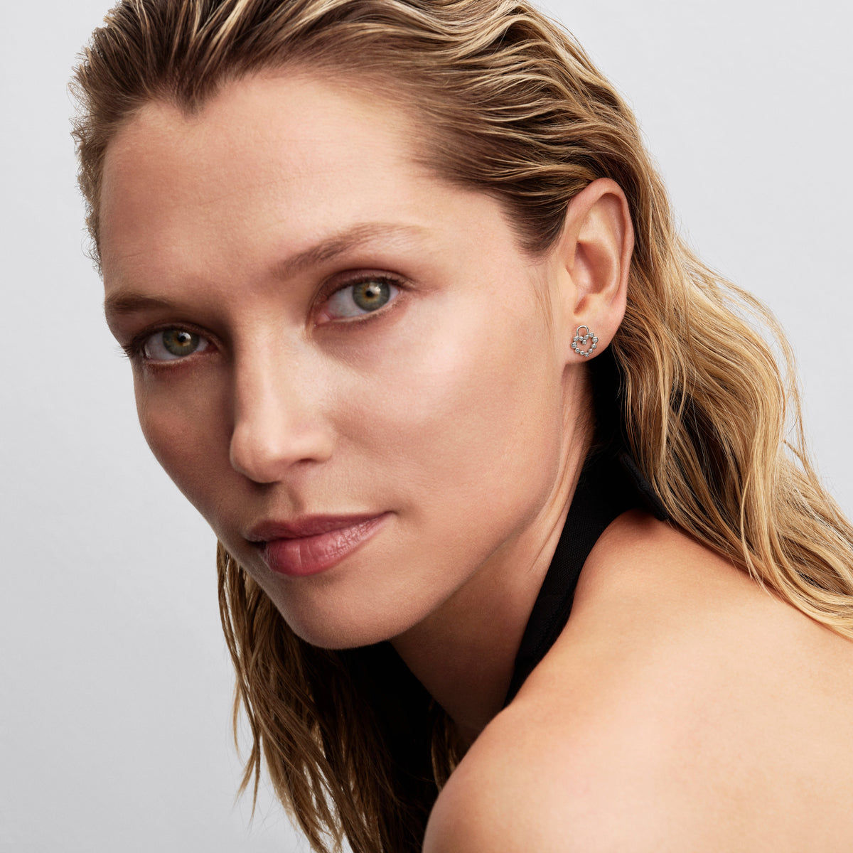 Stud Earrings – Sterling Silver – Sparkling Heart Padlock