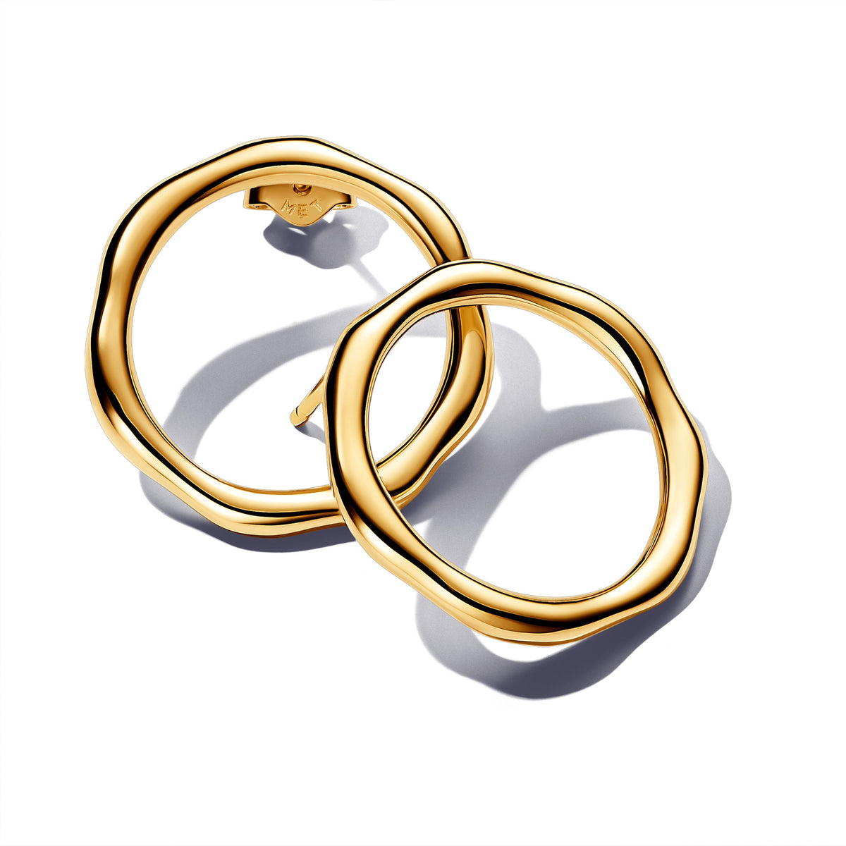 Stud Earrings – 14k Gold-Plated – Organically Shaped Circle