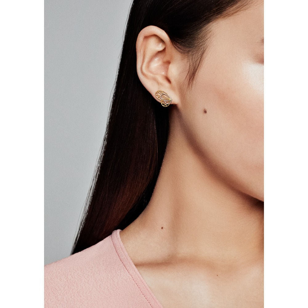 Stud Earrings – 14k Gold-Plated – Openwork Butterfly Wing