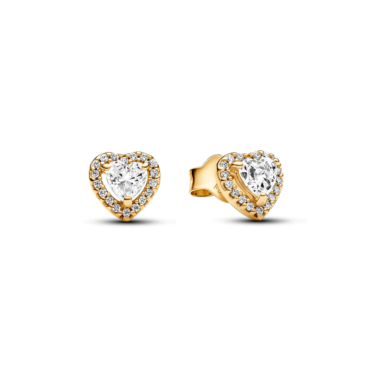 Stud Earrings – 14k Gold-Plated – Sparkling Elevated Heart