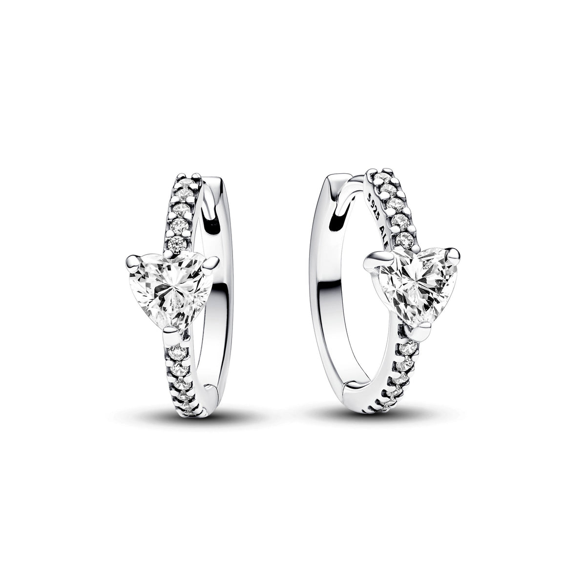 Hoop Earrings – Sterling Silver – Sparkling Heart