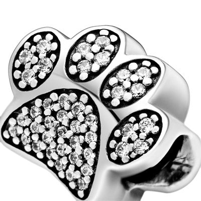 Charm – Sterling Silver – Paw silver with cubic zirconia