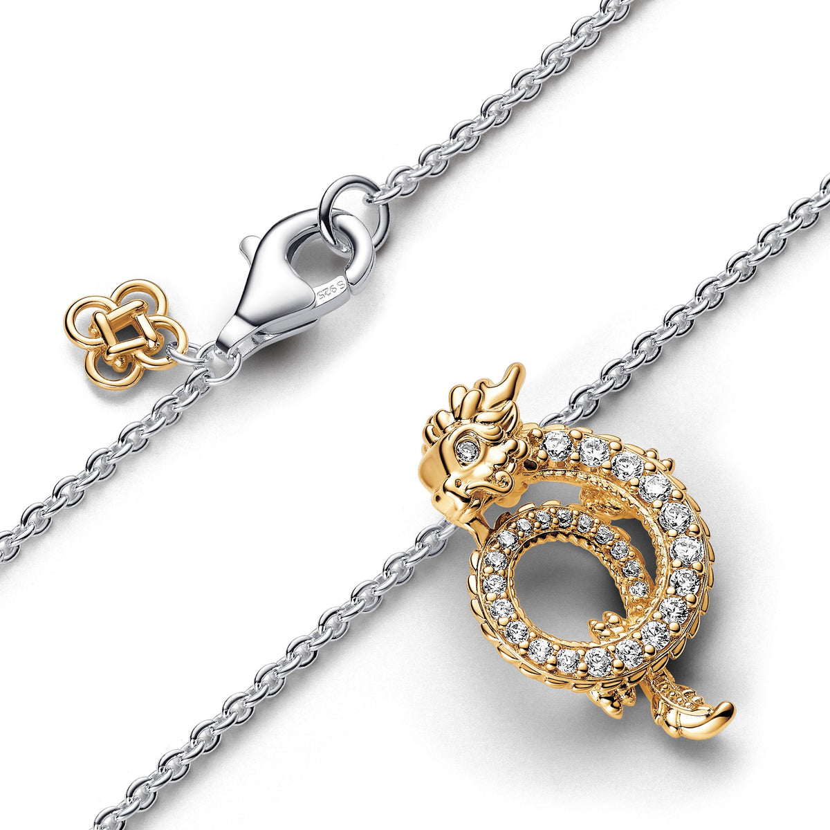 Necklace – 14k Gold-Plated – Two-tone Chinese Year of the Dragon Collier