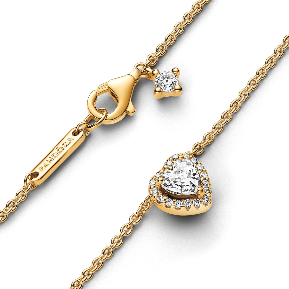 Necklace – 14k Gold-Plated – Sparkling Heart Collier