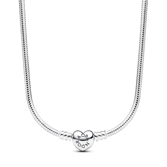 Chain Necklace – Sterling Silver – Pandora Moments Heart Clasp Snake