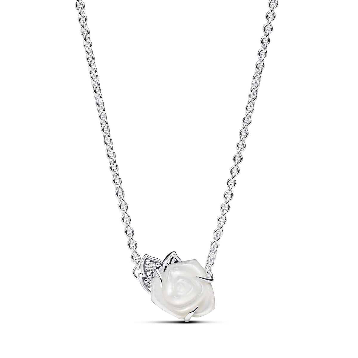 Necklace – Sterling Silver – White Rose in Bloom Collier