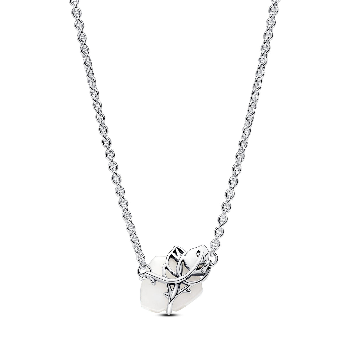 Necklace – Sterling Silver – White Rose in Bloom Collier