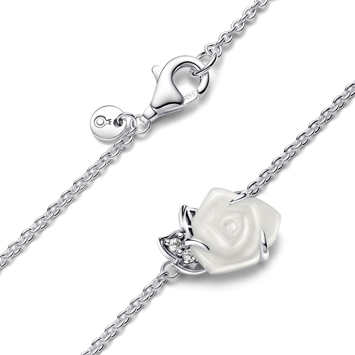 Necklace – Sterling Silver – White Rose in Bloom Collier