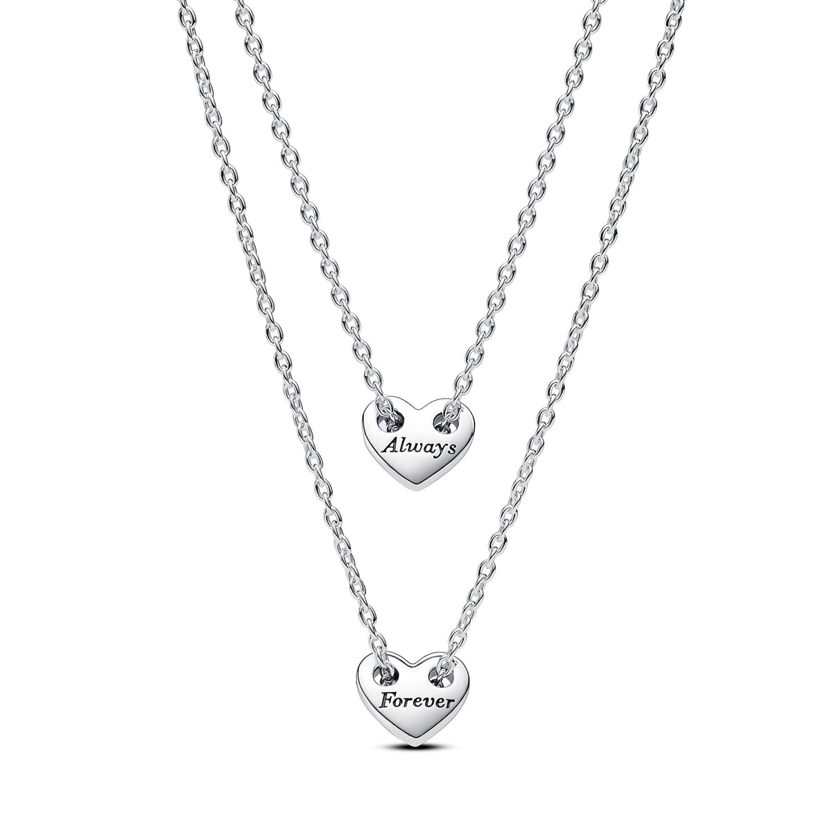 Necklace – Sterling Silver – Forever & Always Splittable Heart Collier Necklaces