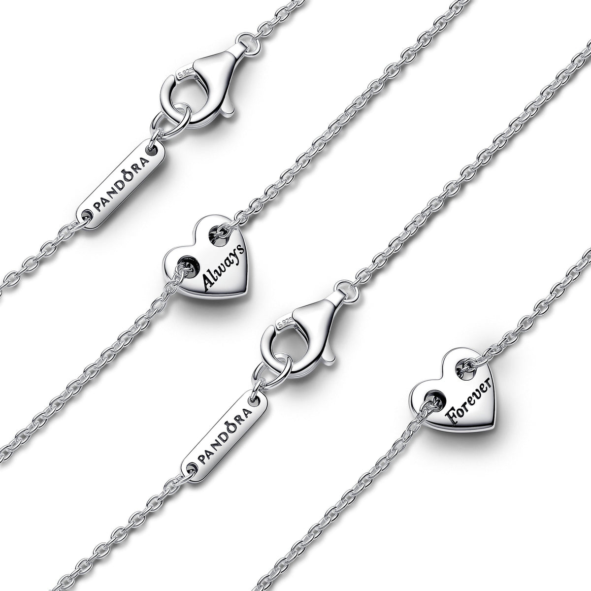 Necklace – Sterling Silver – Forever & Always Splittable Heart Collier Necklaces