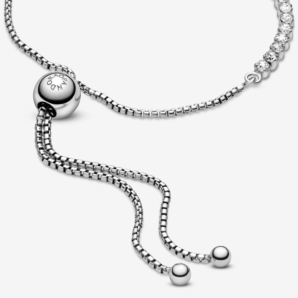 Bracelet – Sterling Silver – Sparkling Slider Tennis