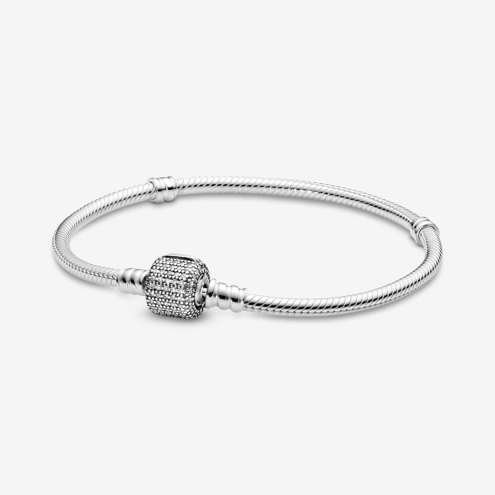 Chain Bracelet – Sterling Silver – Pandora Moments Sparkling Pavé Clasp Snake