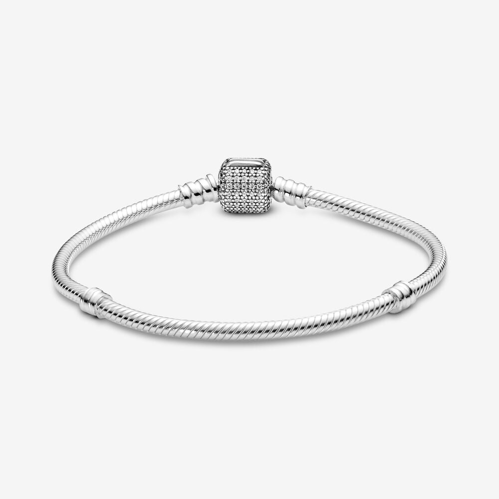 Chain Bracelet – Sterling Silver – Pandora Moments Sparkling Pavé Clasp Snake
