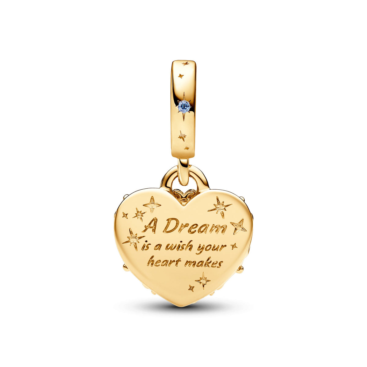 Dangle Charm – 14k Gold-Plated – Disney Cinderella's Carriage & Heart Double