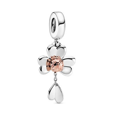 Dangle Charm – 14k Rose Gold-Plated – Clover & Ladybird