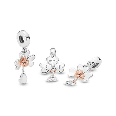 Dangle Charm – 14k Rose Gold-Plated – Clover & Ladybird
