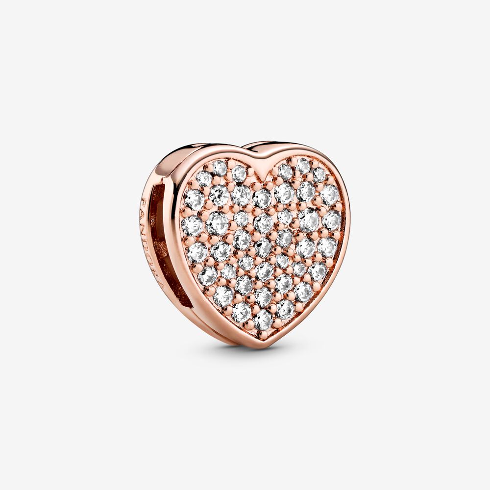 Clip Charm – 14k Rose Gold-Plated – Pavé Heart