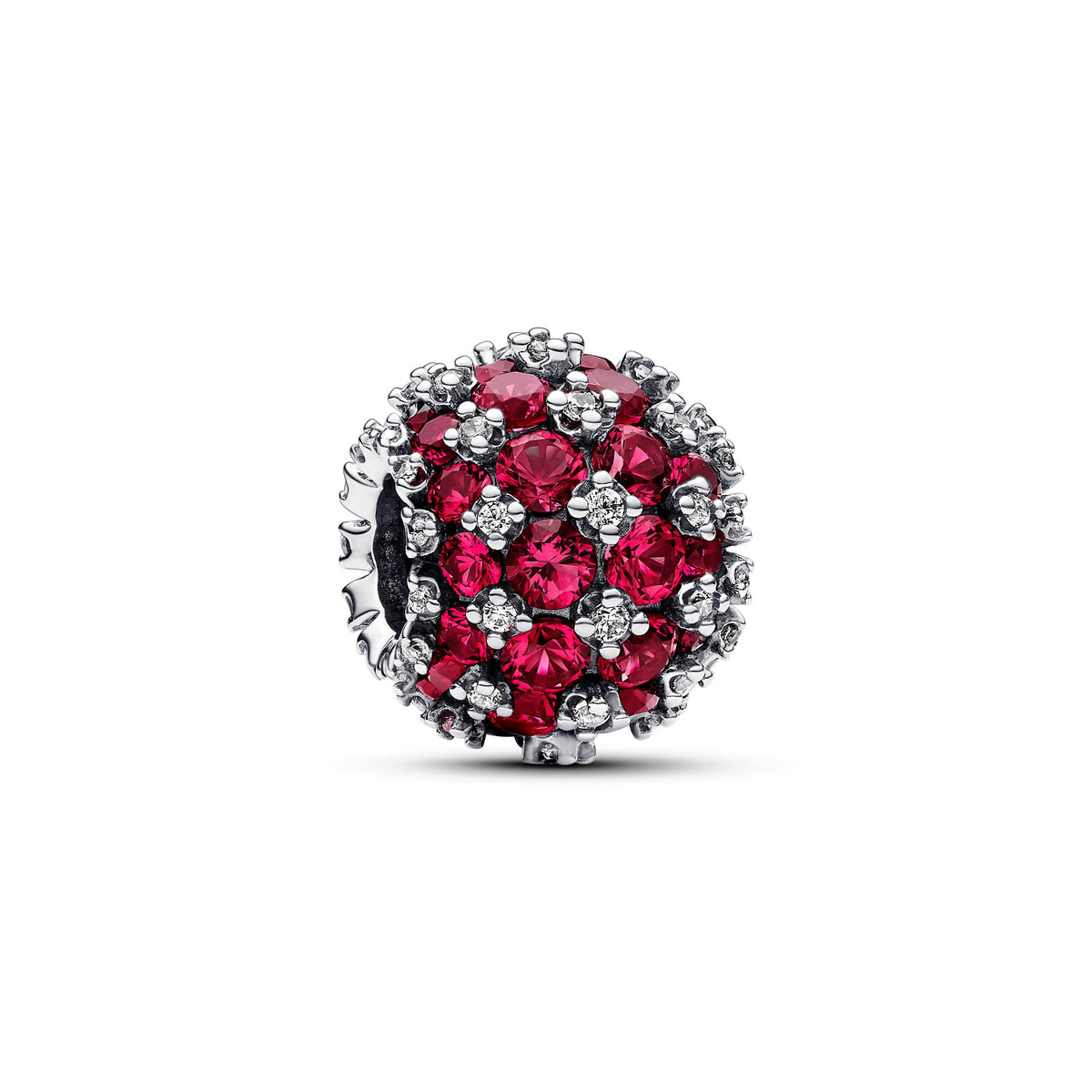 Charm – Sterling Silver – Sparkling Pavé Round Pink