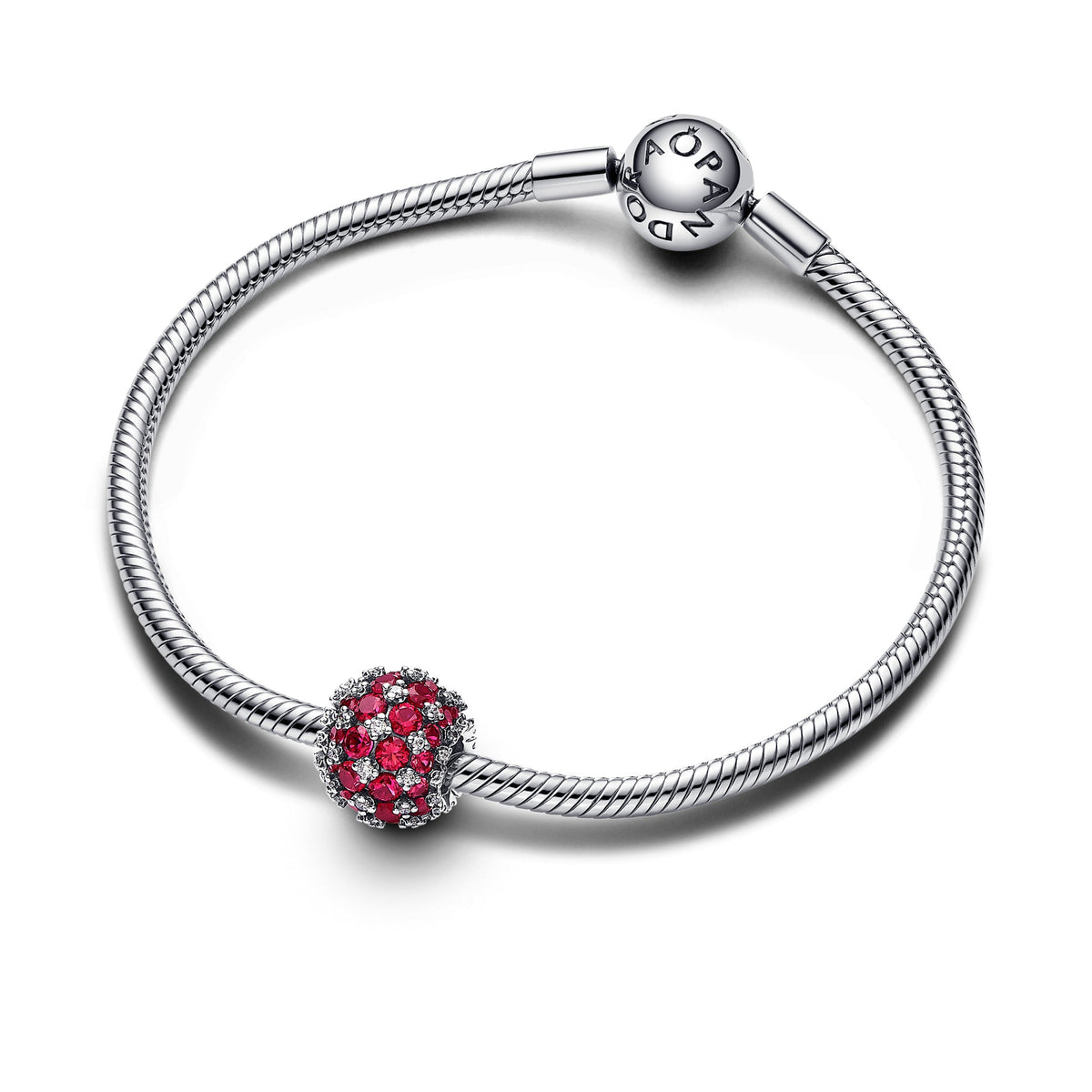 Charm – Sterling Silver – Sparkling Pavé Round Pink