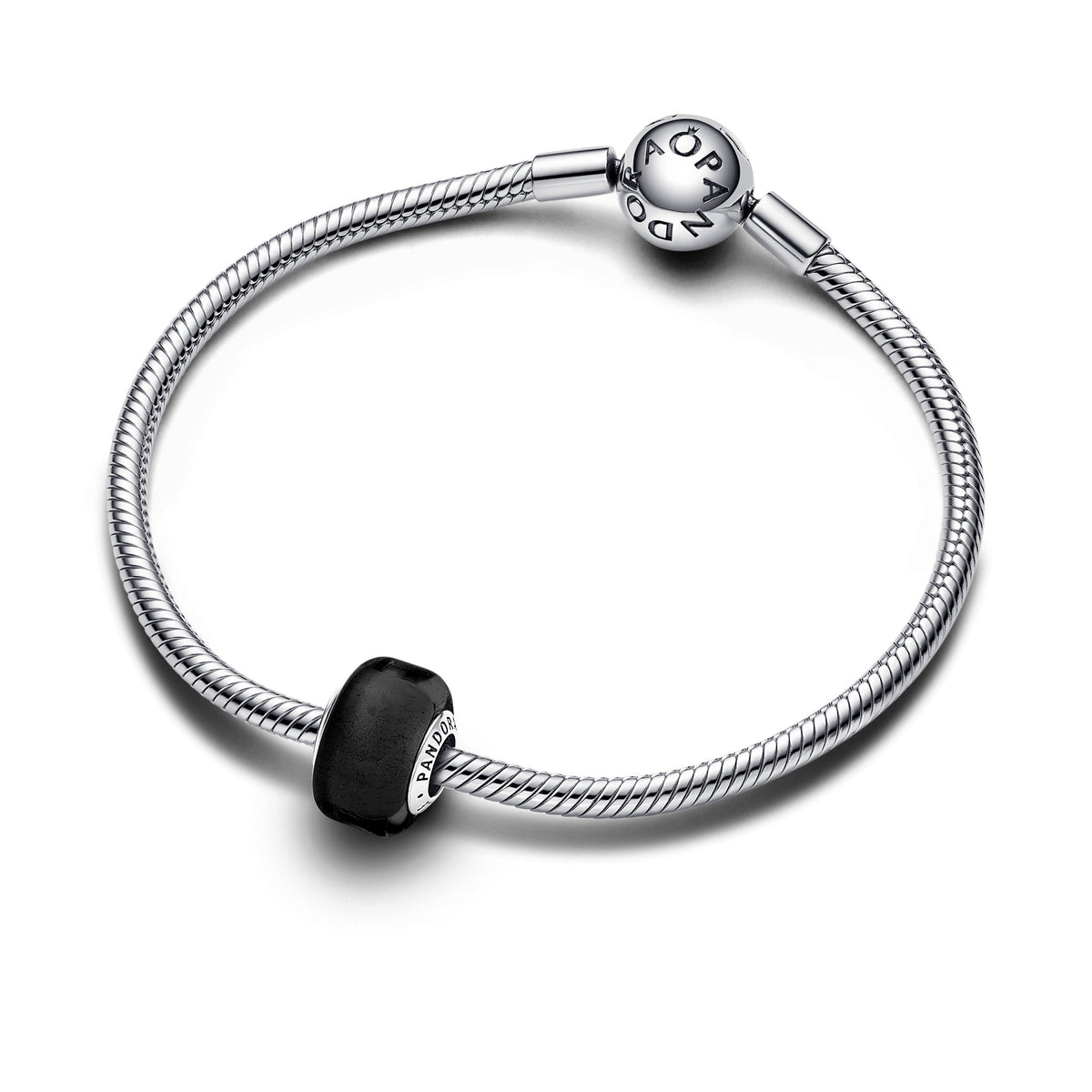 Charm – Sterling Silver – Black Mini Murano Glass